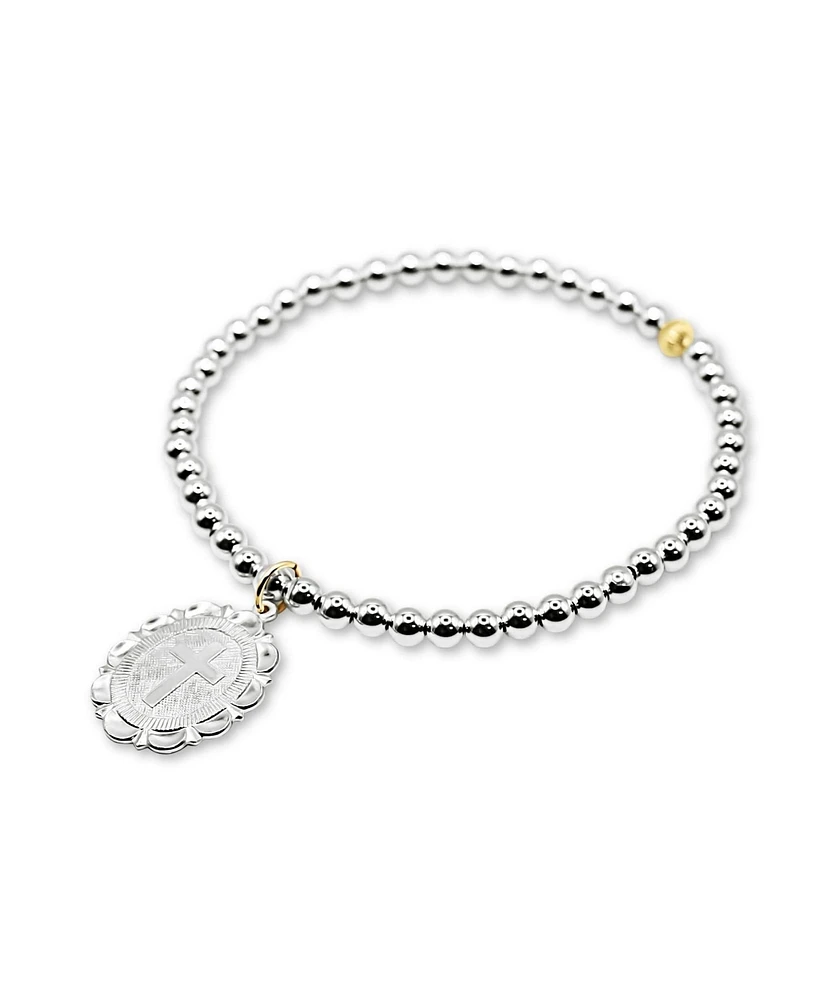 4mm Sterling Silver Ball with Cross Medallion Charm