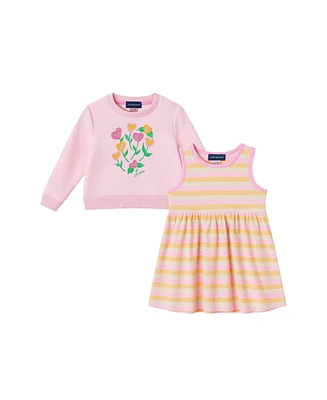 Andy & Evan Baby Girls Floral Crochet Sweatshirt and Dress Set