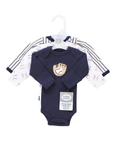Luvable Friends Baby Boys Preemie Long Sleeve Bodysuits 3pk, Baseball, Preemie