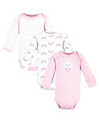 Luvable Friends Baby Girls Preemie Long Sleeve Bodysuits 3pk Cloud, Preemie