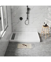 Casainc 48"W X 36"D Solid Surface Single Threshold Shower Base Anti-Slip Shower Pan