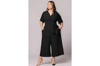 Kiyonna Plus Evelyn Cropped Wide Leg Jumpsuit
