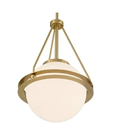Saturna 13" Modern Pendant Ceiling Light Fixture Dining Room Over Table Kitchen Island Foyer Globe Hanging Round Soft Gold Finish White Glass Hallway