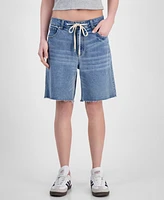 Tinseltown Juniors' Tie-Waist Jort Jean Shorts