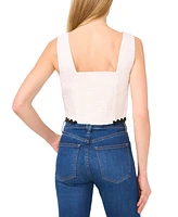 CeCe Women's Square-Neck Rickrack-Hem Crop Top