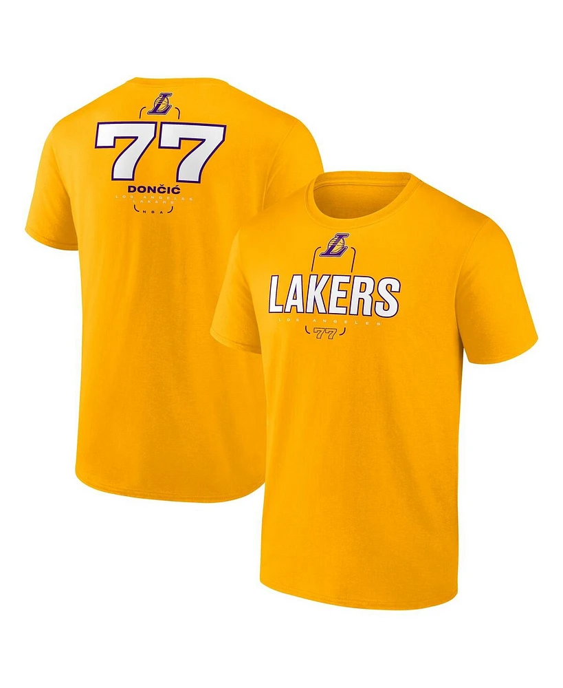 Fanatics Men's Luka Doncic Gold Los Angeles Lakers Behind the Back Name Number T-Shirt