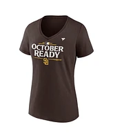Fanatics Women's Brown San Diego Padres 2024 Mlb Postseason Locker Room V-Neck T-Shirt