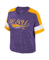 Colosseum Women's Purple Lsu Tigers Color Block Scoop Neck T-Shirt
