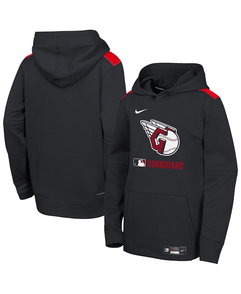 Nike Big Boys and Girls Navy Cleveland Guardians Authentic Collection Performance Pullover Hoodie