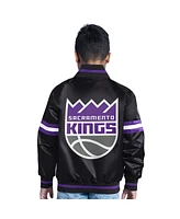 Starter Big Boys and Girls Black Sacramento Kings Scrimmage Full-Snap Varsity Jacket