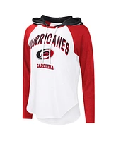 G-iii 4Her by Carl Banks Women's White Carolina Hurricanes Vip Raglan Long Sleeve Hoodie T-Shirt