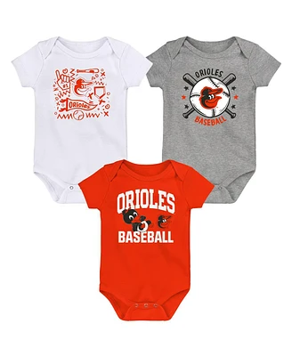 Outerstuff Newborn Baltimore Orioles Batter Up Bodysuit 3-Pack