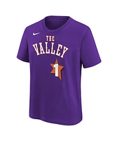 Nike Big Boys and Girls Devin Booker Purple Phoenix Suns 2024/25 City Edition Name Number T-Shirt