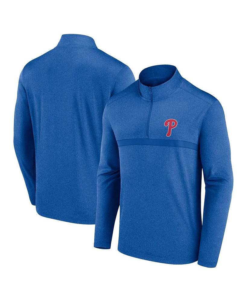 Fanatics Men's Heather Royal Philadelphia Phillies Head-to-Head Quarter-Zip Pullover Sweatshirt