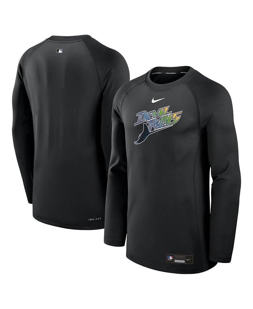 Nike Men's Black Tampa Bay Rays Authentic Collection Game Time Raglan Performance Long Sleeve T-Shirt