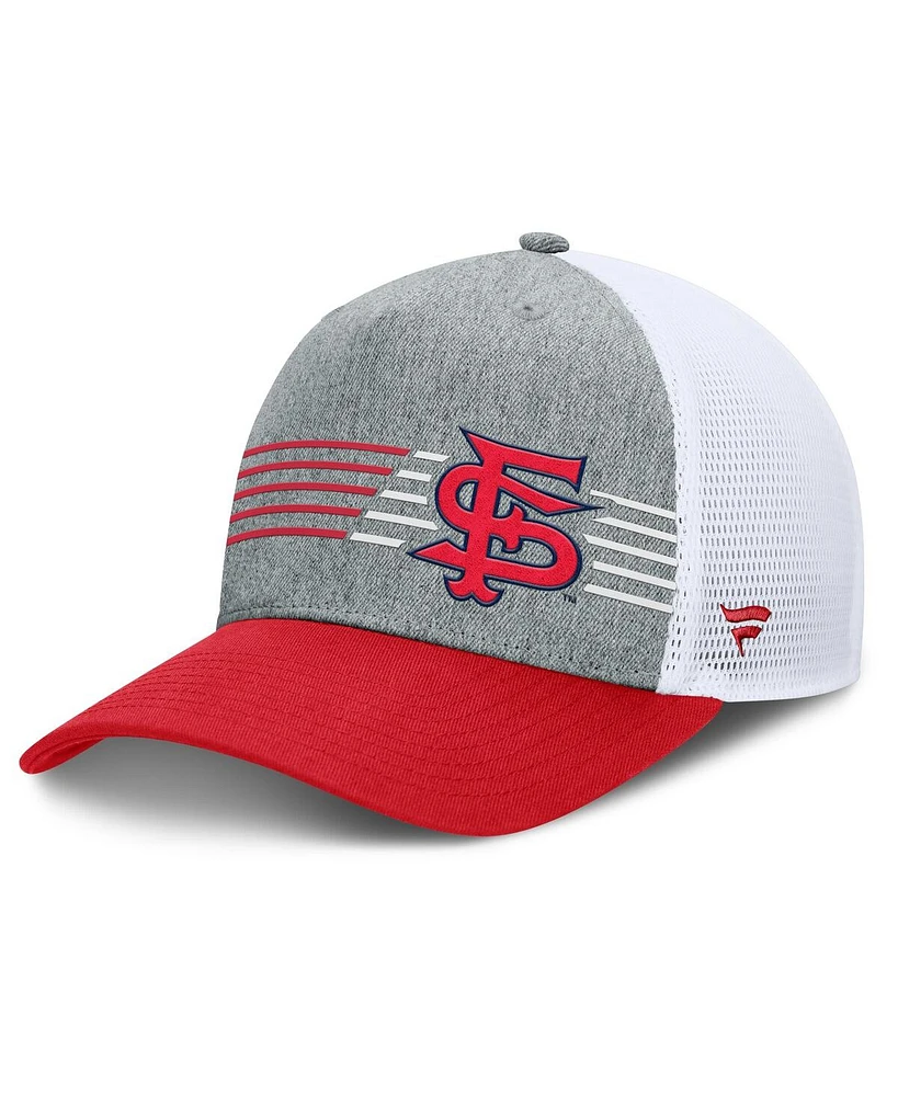 Fanatics Men's Heather Gray/Red Fresno State Bulldogs Profile Trucker Adjustable Hat
