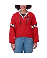 Wear by Erin Andrews Women's Red Detroit Wings Cropped Lace-Up Sweater