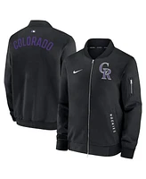Nike Men's Black Colorado Rockies Authentic Collection Dugout Full-Zip Bomber Jacket
