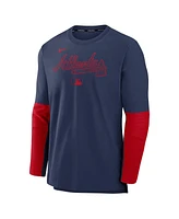 Nike Men's Navy/Red Atlanta Braves Authentic Collection Player Lightweight Performance Long Sleeve Top