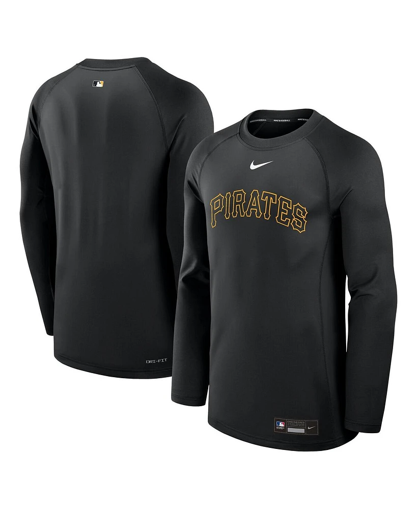 Nike Men's Black Pittsburgh Pirates Authentic Collection Game Time Raglan Performance Long Sleeve T-Shirt