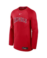 Nike Men's Red Los Angeles Angels Authentic Collection Game Time Raglan Performance Long Sleeve T-Shirt