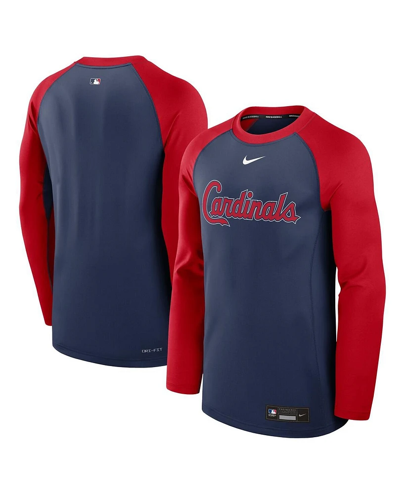 Nike Men's Navy/Red St. Louis Cardinals Authentic Collection Game Time Raglan Performance Long Sleeve T-Shirt