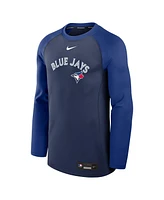 Nike Men's Navy/Royal Toronto Blue Jays Authentic Collection Game Time Raglan Performance Long Sleeve T-Shirt