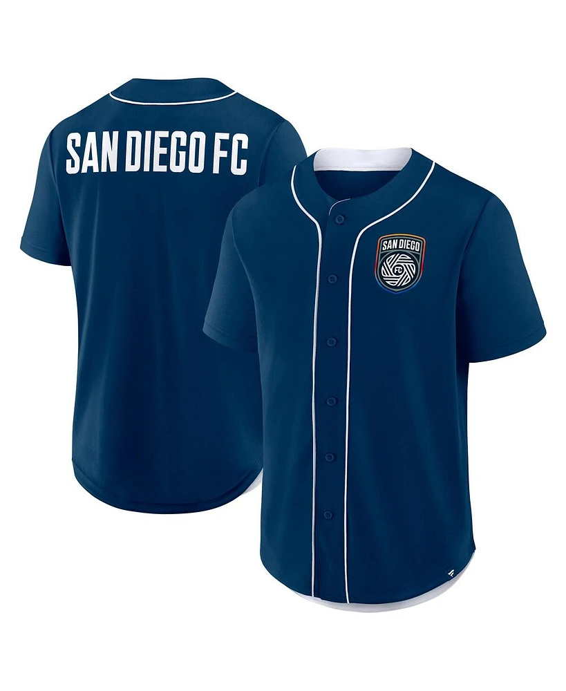 Fanatics Men's Navy San Diego Fc Injury Time Baseball Jersey