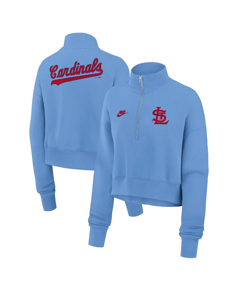 Nike Women's Light Blue St. Louis Cardinals Cooperstown Collection Phoenix Fleece Half-Zip Sweatshirt
