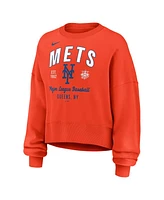Nike Women's Orange New York Mets Oversized Long Sleeve Cropped Pullover Sweatshirt