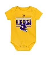Outerstuff Baby Boys and Girls 3-Piece Minnesota Vikings Play Day Bodysuit