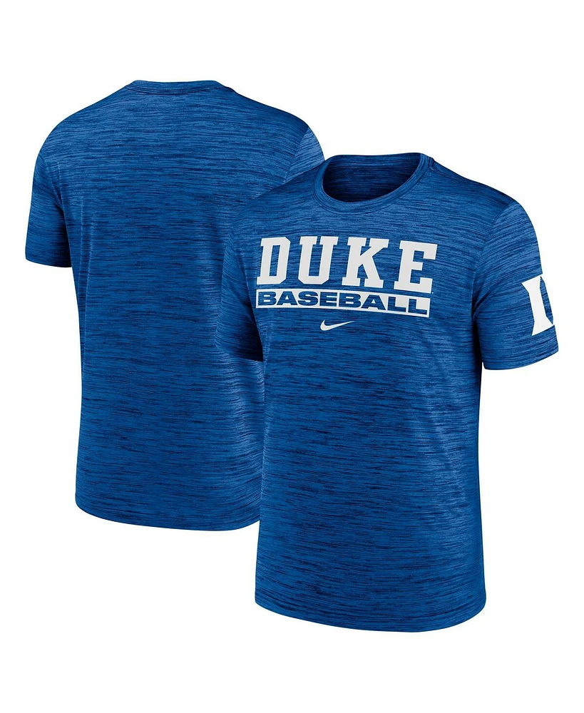 Nike Men's Royal Duke Blue Devils Velocity Baseball Wordmark Stack Performance T-Shirt