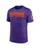 Nike Men's Purple Clemson Tigers Velocity Baseball Wordmark Stack Performance T-Shirt