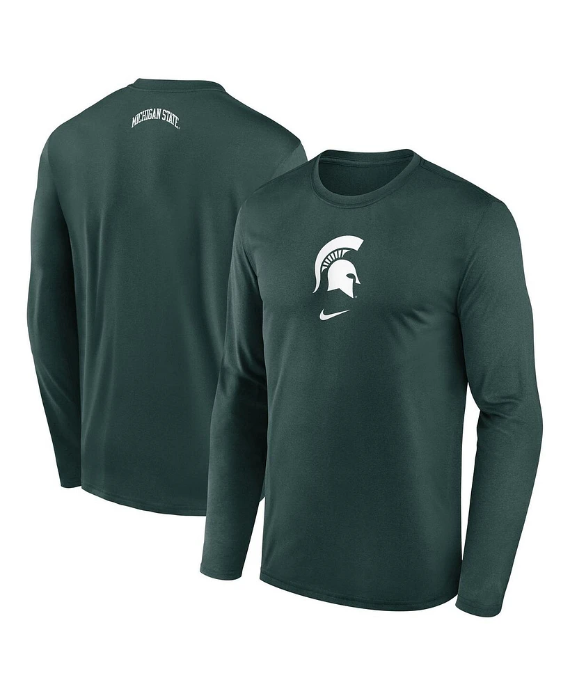 Nike Men's Green Michigan State Spartans On-Court Basketball Shootaround Performance Long Sleeve T-Shirt