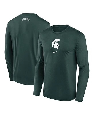 Nike Men's Green Michigan State Spartans On-Court Basketball Shootaround Performance Long Sleeve T-Shirt