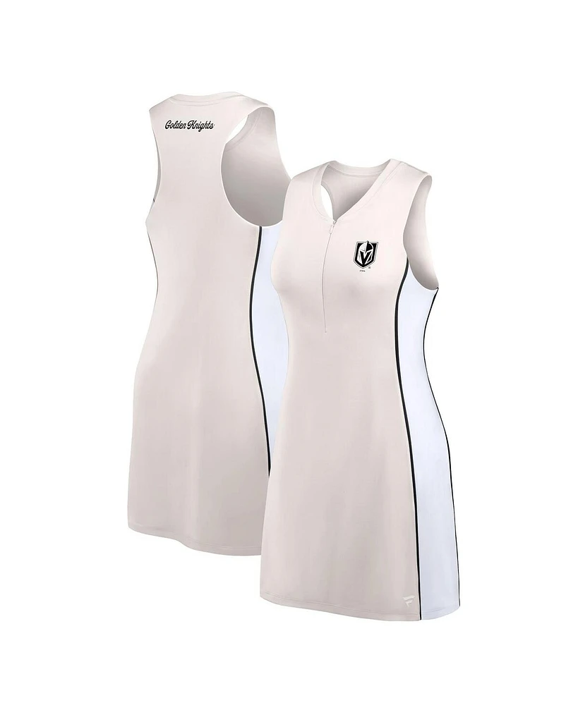 Fanatics Women's Tan Vegas Golden Knights Studio Boost Athletic Half-Zip Dress