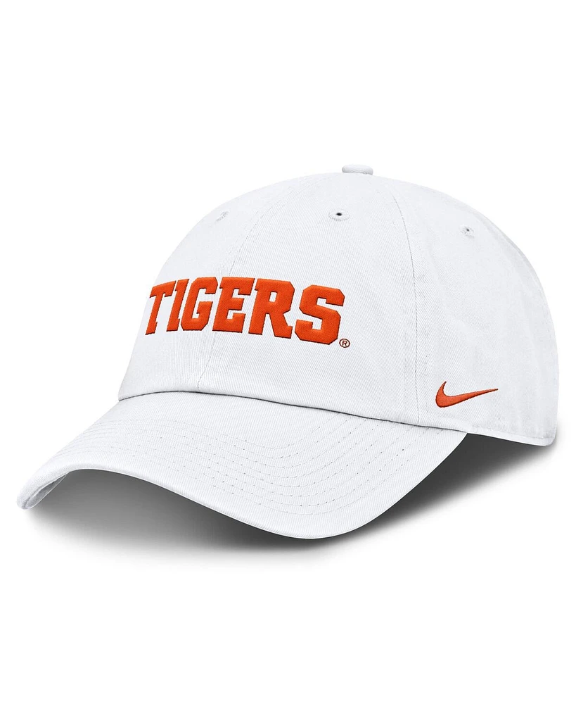 Nike Men's White Clemson Tigers Core Club Mascot Wordmark Adjustable Hat