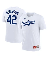 Nike Men's Jackie Robinson White Brooklyn Dodgers Cooperstown Collection Tri-Blend Name Number T-Shirt