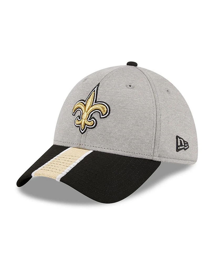 New Era Men's Heather Gray/Black Orleans Saints Striped 39THIRTY Flex Hat
