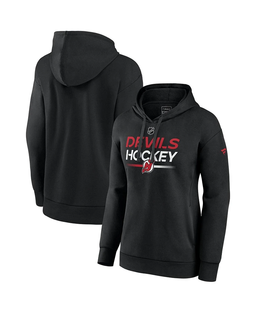 Fanatics Women's Black New Jersey Devils Authentic Pro Primary Logo Pullover Hoodie