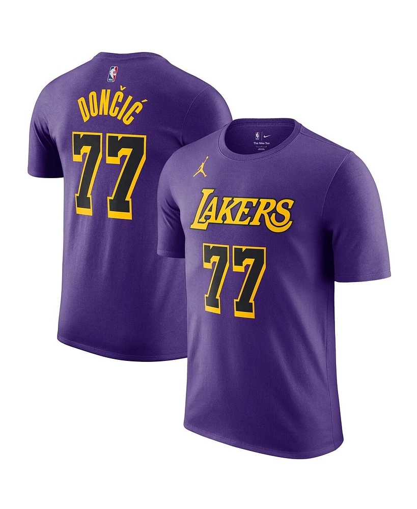 Jordan Men's Luka Doncic Purple Los Angeles Lakers Statement Edition Name Number T-Shirt
