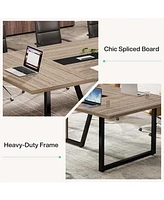 Tribesigns 94.5-Inch Conference Table for 10 People, Industrial 8 Ft Meeting Table with Two Grommets, Rectangular Podcast Training Table for Home Offi