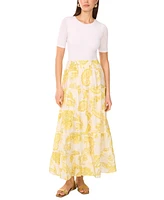 Vince Camuto Women's Printed Tiered Smocked-Waist Maxi Skirt