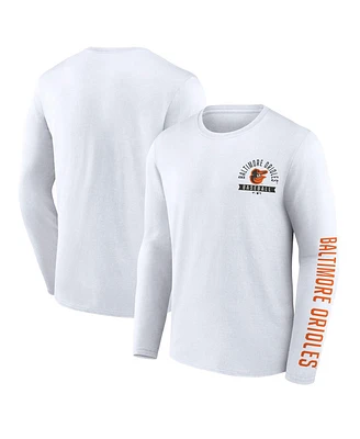 Fanatics Men's White Baltimore Orioles Press Box Long Sleeve T-Shirt