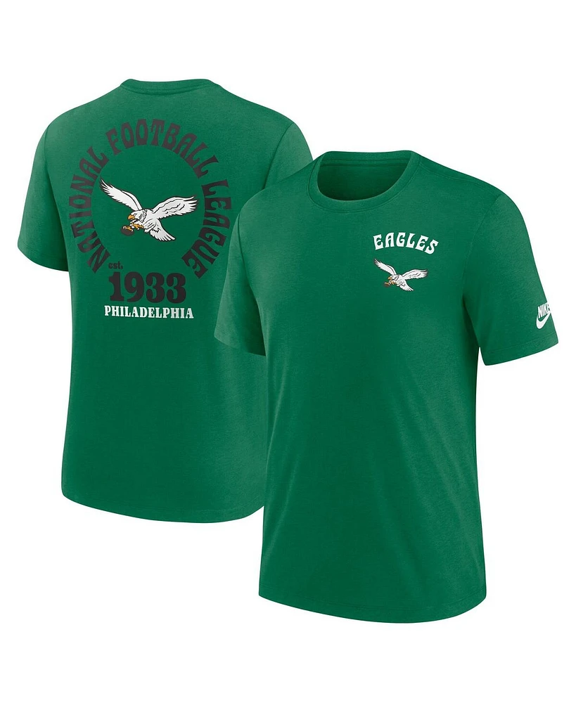 Nike Men's Kelly Green Philadelphia Eagles Rewind Team Excite 2-Hit Tri-Blend T-Shirt