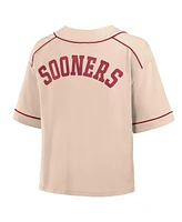 Fanatics Women's Tan Oklahoma Sooners Oversized Dominant Force Midi V-Neck T-Shirt