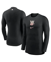Nike Men's Black Washington Nationals City Connect Base Layer Raglan Long Sleeve Performance T-Shirt