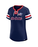 Fanatics Women's Navy Columbus Blue Jackets Iconic Athena Lace-Up T-Shirt