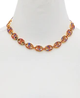 Guess Gold-Tone Rainbow Rhinestone Large Link Collar Necklace, 16" + 2" extender