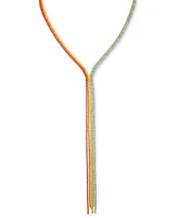 Guess Gold-Tone Rainbow Rhinestone Lariat Necklace, 20" + 2" extender